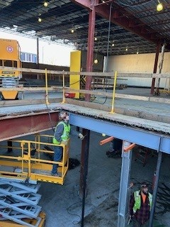 New beams first level elevator shaft